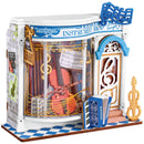 Product photo of the Robotime Melody Instrument Shop, construction kit for a miniature house of a music store