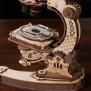 Details of the stand with table and specimen clamps of the Robotime Microscope