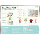 Back of package of the Robotime Minty Camellia Lamp, plastic construction kit for a soft green and pink night light in the shape of a camellia