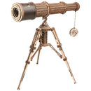 Product photo of the Robotime Monocular Telescope, wooden model kit of a functional telescope