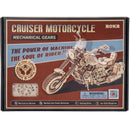 Front of package of the Robotime  Motor, wooden model kit of a driving motorcycle