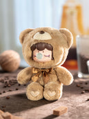 The light brown color variant of the Robotime Nanci Colorful Chocolate Cutie Bears, blind box with a cute figurine in a bear suit in multiple color variants