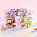 All color variants of the Robotime Nanci Colorful Chocolate Cutie Bears, blind box with a cute figurine in a bear suit in multiple color variants