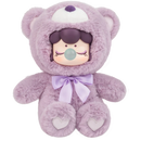 Purple color variant of the Robotime Nanci Colorful Chocolate Cutie Bears, blind box with a cute figurine in a bear suit in multiple color variants