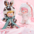 The leopard print and white variants of the Robotime Nanci Shining Bunny, blind box with a cute figurine in a bunny suit in multiple color variants