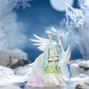Atmospheric presentation of the rare White Peacock variant of the Robotime Nanci’s Oriental Auspiciousness blind box series