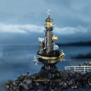 Atmospheric presentation of the Robotime Navi Lighthouse, model kit of a steampunk-style lighthouse