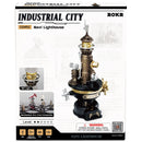 Front of package of the Robotime Navi Lighthouse, model kit of a steampunk-style lighthouse