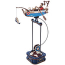 Product photo of the Robotime Ocean Fisher, wooden model kit of a rocking rowboat