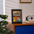 Atmospheric presentation of the Robotime Old Time Bookstore, diorama in a frame of an old-fashioned bookshop