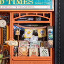 Shop window with books on display in the Robotime Old Time Bookstore
