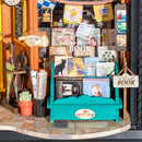 Books on display in front of the store in the Robotime Old Time Bookstore