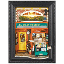 Product photo of the Robotime Old Time Bookstore, diorama in a frame of an old-fashioned bookshop