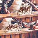 Split image of the Robotime Open Closed Sign, top image in Open state, bottom image in Closed state