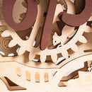 Close-up of one of the gears with a small squirrel inside of the Robotime Open Closed Sign