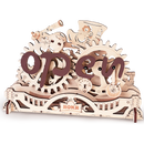 Product photo of the Robotime Open Closed Sign, wooden construction kit of a transforming sign