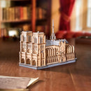 Atmospheric presentation of the Robotime Paris Cathedral, wooden modelling kit of the Notre-Dame in Paris