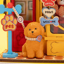 Doggie at the door of the Robotime Pawfect Pet Shop