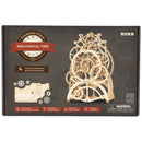 Front of package of the Robotime Pendulum Clock, wooden model kit of a mechanical clock