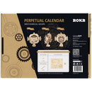 Back of package of the Robotime Perpetual Calendar, wooden model kit of an eternal calendar