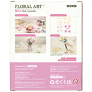 Back of package of the Robotime Pink Camellia, plastic flower construction set of a pink camellia