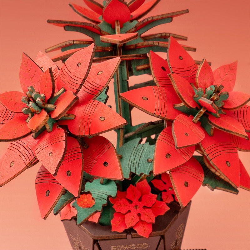 Details of the top of the Robotime Poinsettia