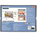 Back of package of the Robotime Red Boats, wooden diorama kit featuring two red sailboats moored at a pier