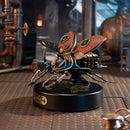 Atmospheric presentation of the Robotime Rhinoceros Beetle, electric construction kit of a rhinoceros beetle in steampunk style