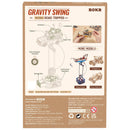 Back of package of the Robotime Road Tripper, wooden construction set of a rocking car