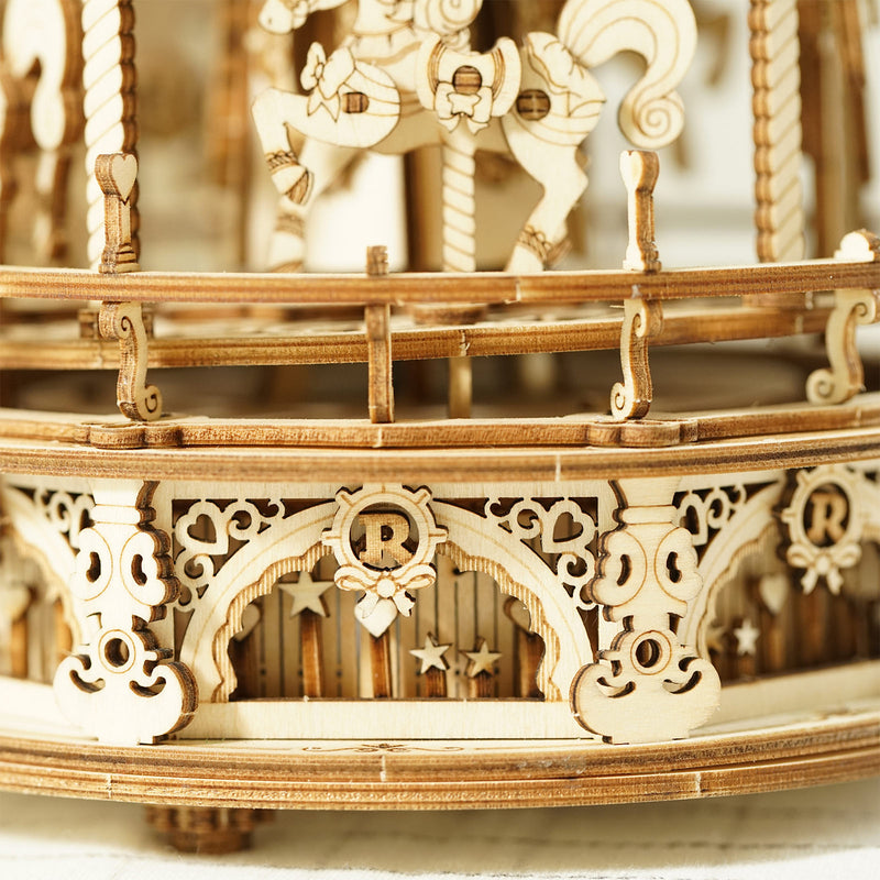Lower section details of the Robotime Romantic Carousel
