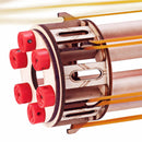 Close-up of the end of the six barrels of the Robotime Rotating-Barrel Machine Gun