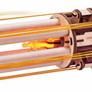 Detail of the illuminated dragon head between the barrels of the Robotime Rotating-Barrel Machine Gun