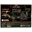 Back of package of the Robotime Rotating-Barrel Machine Gun, wooden construction kit minigun that fires rubber bands