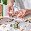 A person bulding the Robotime Sakura Dreamy Tour