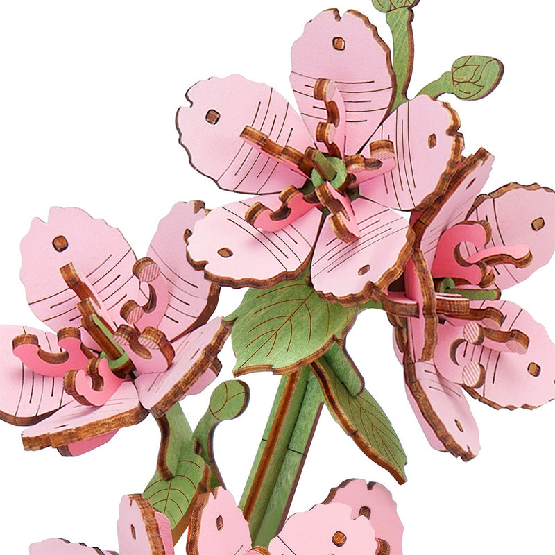 Close-up of three flowers of the Robotime Sakura