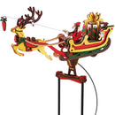 Close-up of the sleigh with gift inside, Santa Claus, and reindeer from Robotime Santa on Sleigh
