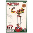 Front of package of the Robotime Santa on Sleigh, wooden construction set of a rocking sleigh with a reindeer