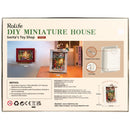 Back of package of the Robotime Santa’s Toy Shop, diorama of a Christmas themed store with lights