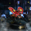 Atmospheric presentation of the Robotime Scout Beetle, electric construction kit of a red beetle in steampunk style