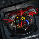 Top view of the Robotime Scout Beetle, elektrisch bouwpakket van een rode kever in steampunk stijl