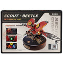 Front of package of the Robotime Scout Beetle, electric construction kit of a red beetle in steampunk style