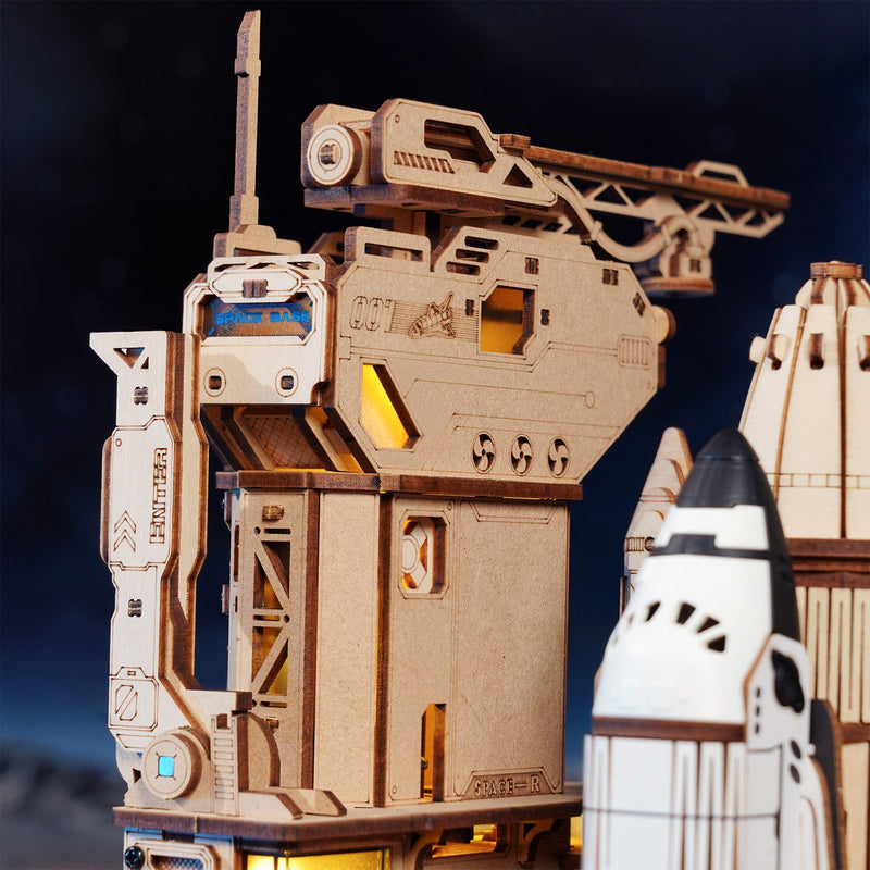 The top of the tower of the launch pad of the Robotime Space Shuttle