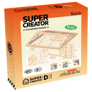 Front of package of the Robotime Super Creator Roof (D), small roof compatible with the plastic miniature houses and roof terraces of the Super Creator series