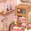 Details of the counter, shelf and cabinet of the Robotime Tasty Cake Shop