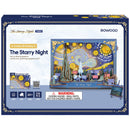 Front of package of the Robotime The Starry Night, wooden diorama construction kit of Van Gogh's Starry Night