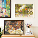 Atmospheric presentation of the Robotime Tree House Tale, 1,000-piece jigsaw puzzle of the dimly lit interior of a tree house, filled with books and decorations