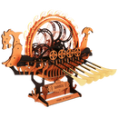 Product photo of the Robotime Viking Dragon Ship, wooden construction set of a Viking ship with moving oars and an illuminated wheel on the deck