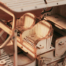 The driver seat and passenger seat of the Robotime Vintage Classic Car