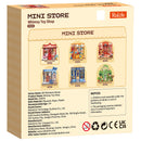 Back of package of the Robotime Whimsy Toy Shop, construction kit for a miniature toy store with old-fashioned toys