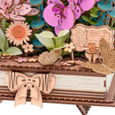 Close-up of the book in the Robotime Wooden Blooming Book